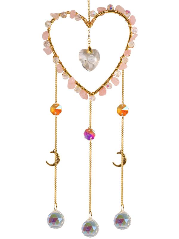 Rose Quartz Heart Crystal Suncatcher